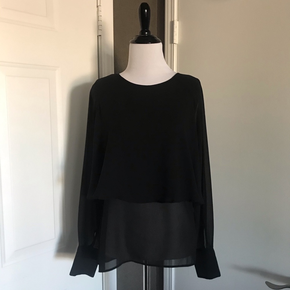 Zara Black Layered Blouse Small